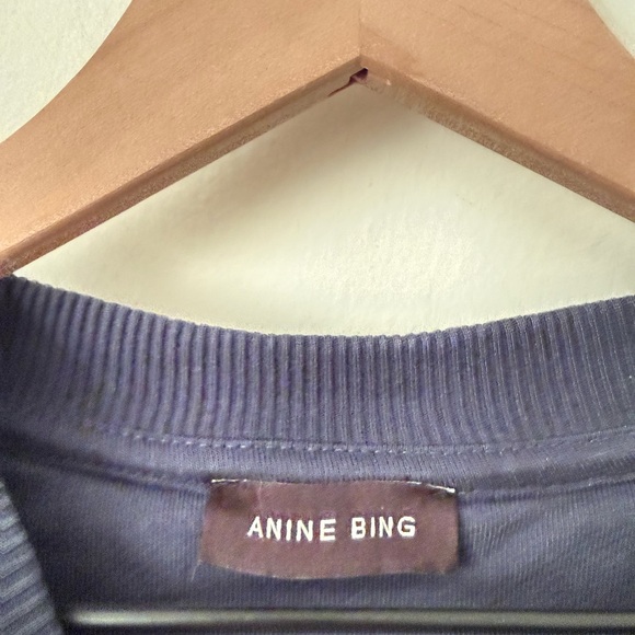 Anine Bing Tyler Oversized Appliquéd Cotton-Blend Jersey Sweatshirt Navy Large - Picture 4 of 6